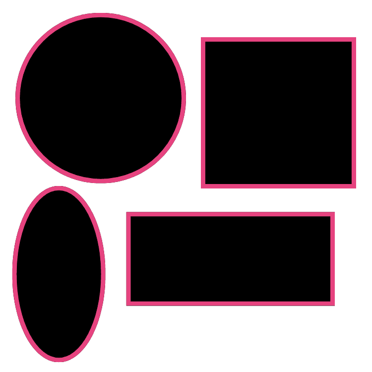 Standard sticker shapes — circle, oval, square, rectangle